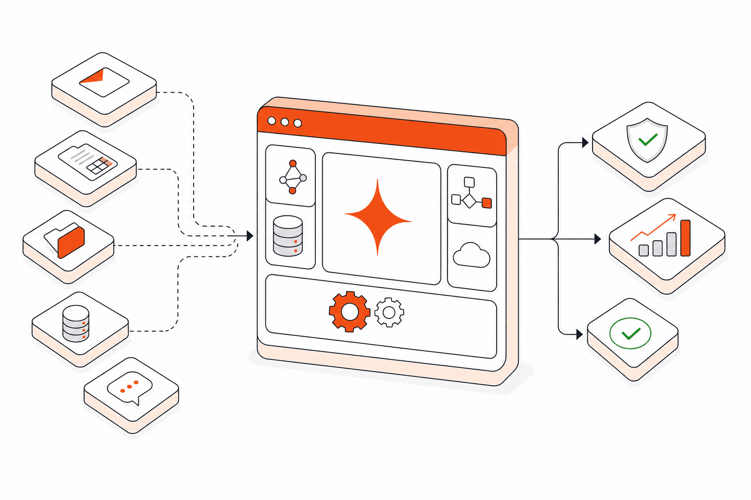 Isometric vector illustration representing Google Gemini Integration Services