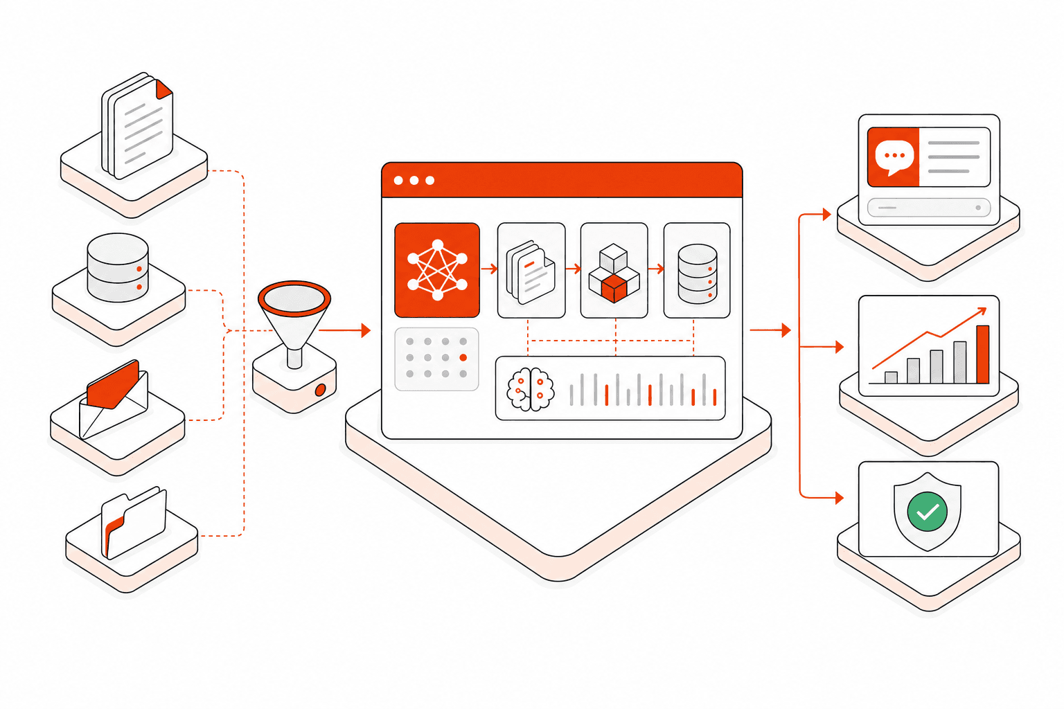 Isometric vector illustration representing RAG System Development