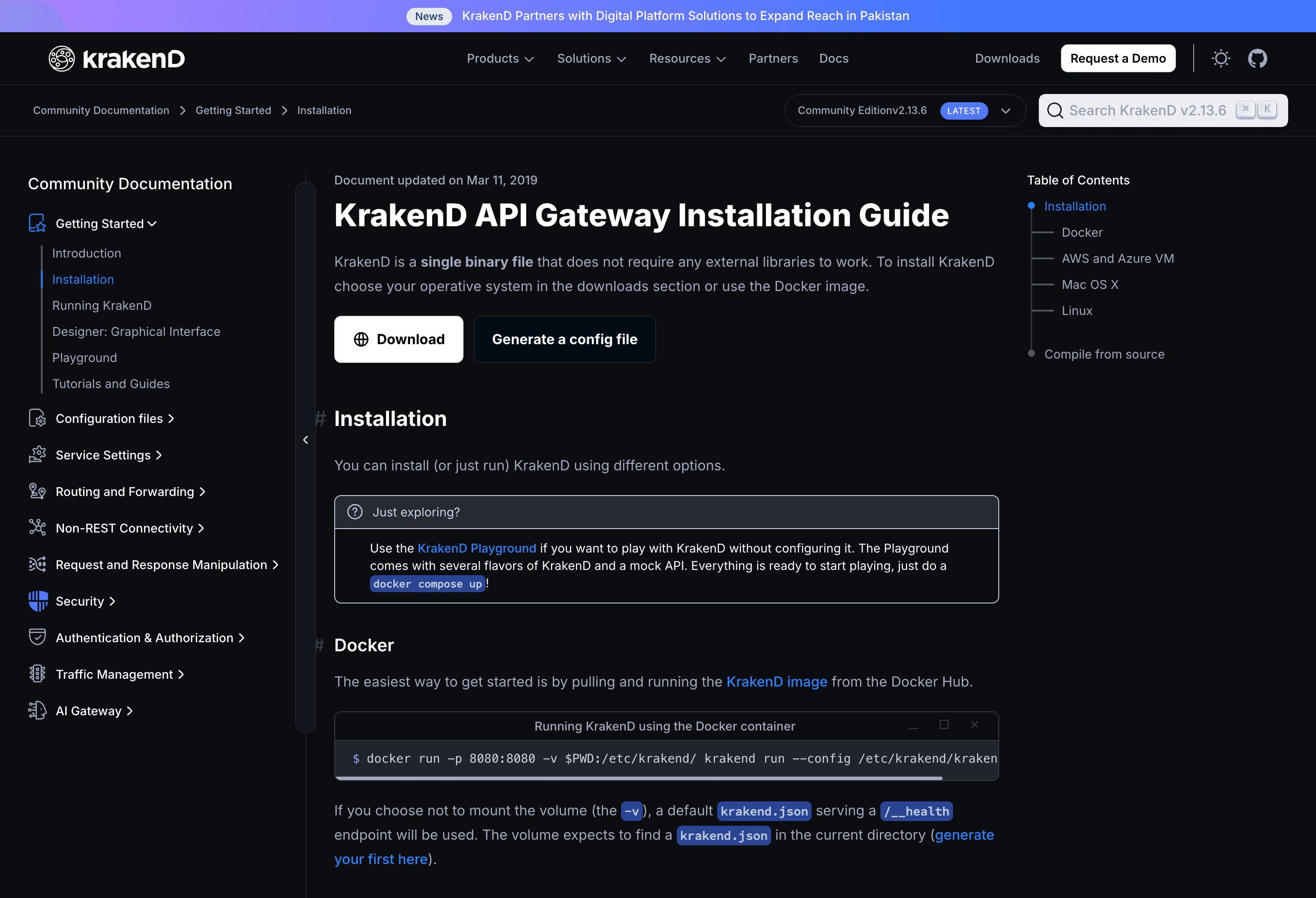 Documentation / installation guide screenshot